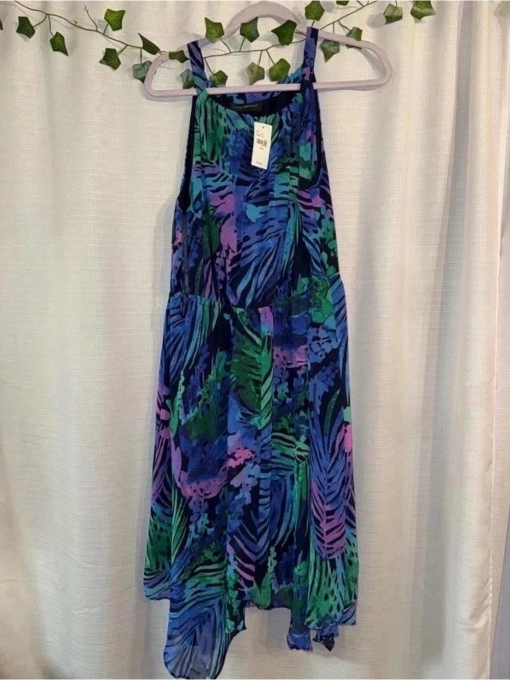 Lane Bryant Blue, Green and Purple Tropical Print Midi Dress